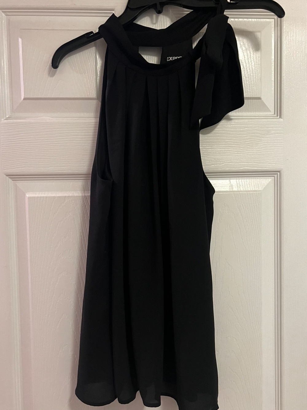Express Black Pleated Halter Top with Side Neck Tie- Size Medium - Picture 3 of 9